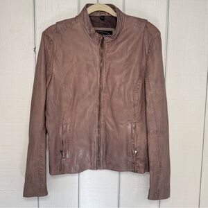 Vintage Overland Taupe Leather Zip Up Jacket